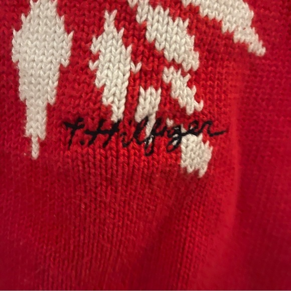 Tommy Hilfiger Sweater Red Crewneck Snowflake Cotton Women's S Long Sleeved - Picture 8 of 8